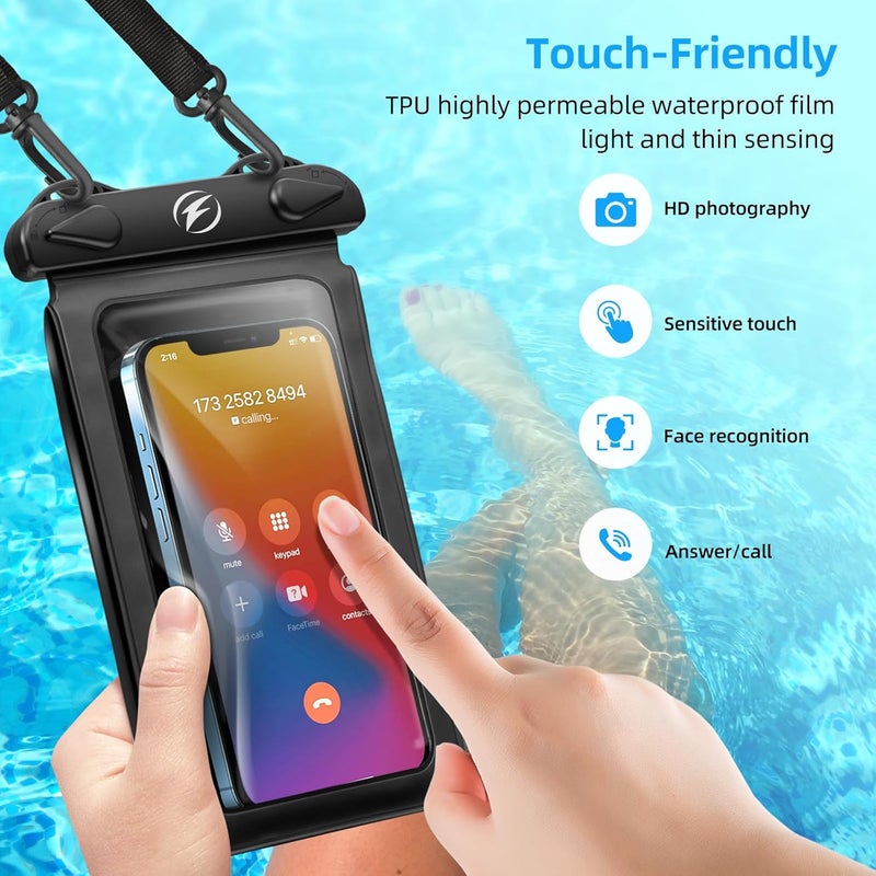 fonken Waterproof Phone Pouch [3-Pack] Double Space Waterproof Phone Case with Adjustable Lanyard Water proof Cell Phone Pouch for iPhone IPX8 Underwater Phone Cases Phone Dry Bag for Vacation Beach Swimming - Image 4